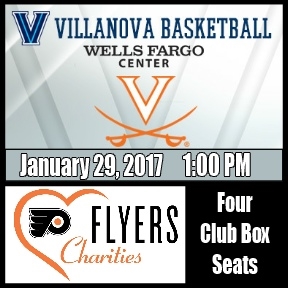 Villanova Basketball - Wildcats vs. Virginia Cavaliers - January 29, 2017 - Four Club Box Seats and Parking - Wells Fargo Center