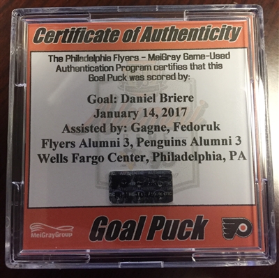 Danny Briere - Philadelphia Flyers - 50th Anniversary Alumni Game - Goal-Puck - Autographed