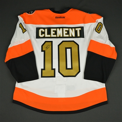 Bill Clement - Philadelphia Flyers - 50th Anniversary Alumni Game - Ceremony-Issued Autographed Jersey w/A