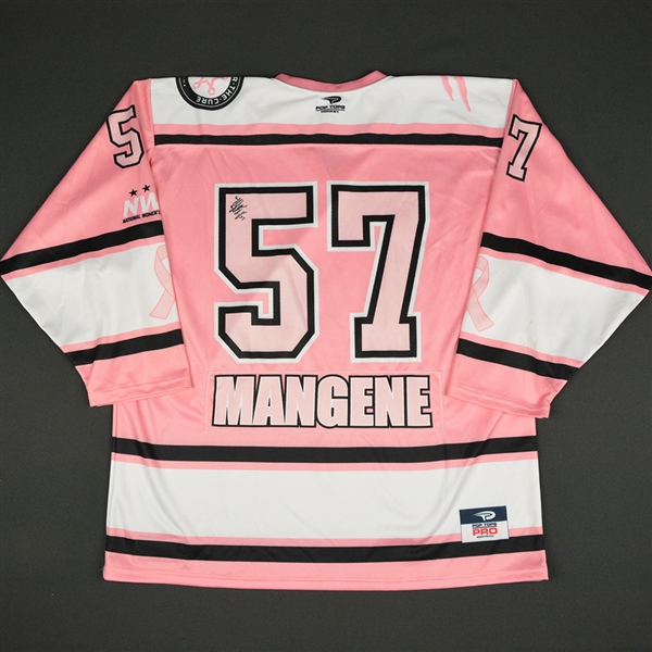 Meagan Mangene - Boston Pride - 2015-16 NWHL Game-Issued Strides For The Cure Autographed Jersey