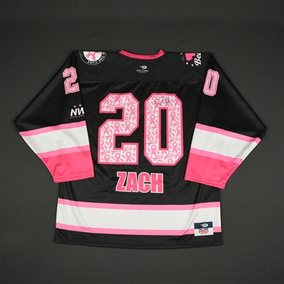 Erin Zach - Buffalo Beauts - 2015-16 NWHL Game-Issued Strides For The Cure Autographed Jersey