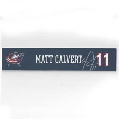 Matt Calvert - Columbus Blue Jackets - 2016-17 Autographed Locker Room Nameplate  