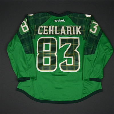Peter Cehlarik - Boston Bruins - St. Patricks Day Warmup-Issued Jersey - March 11, 2017
