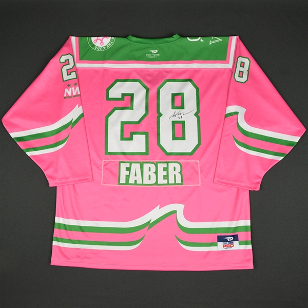 Sam Faber - Connecticut Whale - 2015-16 NWHL Game-Worn Strides For The Cure Autographed Jersey