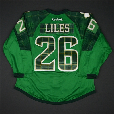 John-Michael Liles - Boston Bruins - St. Patricks Day Warmup-Issued Jersey - March 11, 2017