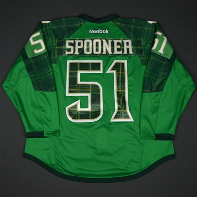 Ryan Spooner - Boston Bruins - St. Patricks Day Warmup-Issued Jersey - March 11, 2017