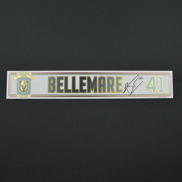 Pierre-Edouard Bellemare - Vegas Golden Knights - 2017-18 Inaugural Game at T-Mobile Arena - Autographed Locker Room Nameplate
