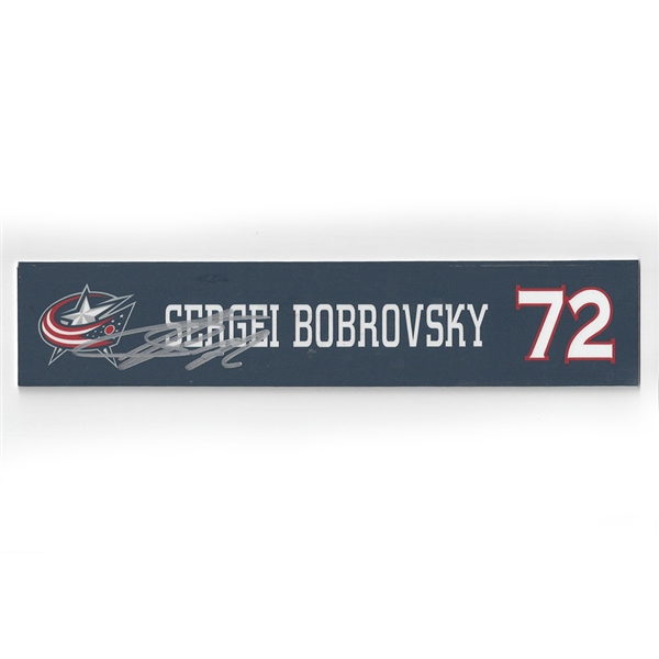 Sergei Bobrovsky - Columbus Blue Jackets - 2015-16 Autographed Locker Room Nameplate  