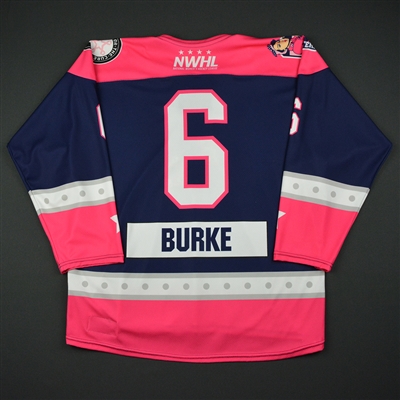Courtney Burke - New York Riveters - 2016-17 Game-Issued Strides For The Cure Jersey 