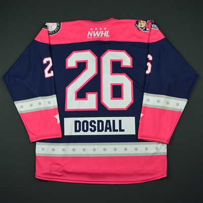 Kiira Dosdall - New York Riveters - 2016-17 Game-Issued Strides For The Cure Jersey 