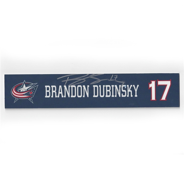 Brandon Dubinsky - Columbus Blue Jackets - 2015-16 Autographed Locker Room Nameplate  