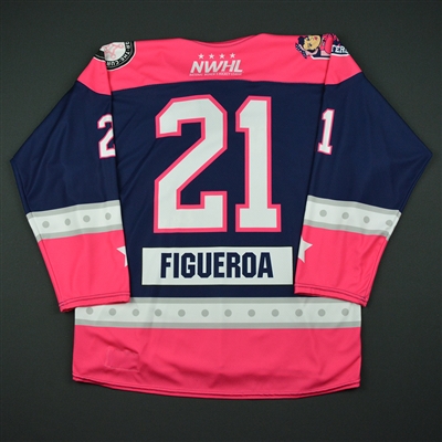 Gabie Figueroa - New York Riveters - 2016-17 Game-Issued Strides For The Cure Jersey 