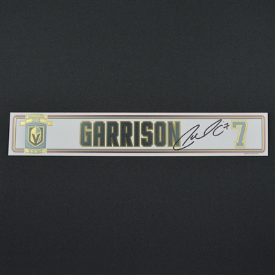 Jason Garrison - Vegas Golden Knights - 2017-18 Inaugural Game at T-Mobile Arena - Autographed Locker Room Nameplate