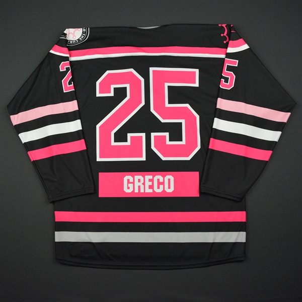 Jacquie Greco - Buffalo Beauts - Game-Issued Strides For The Cure Jersey - 2016-17 Season