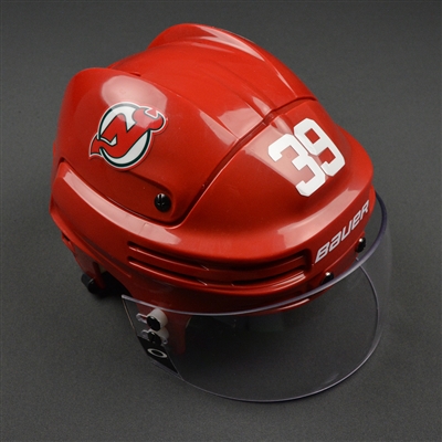 Seth Helgeson - New Jersey Devils - Game-Issued Retro Helmet - 2016-17 NHL Season