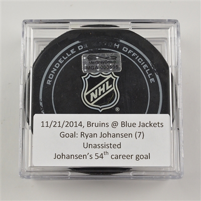 Ryan Johansen - Columbus Blue Jackets - Goal Puck - November 21, 2014 vs. Boston Bruins (Blue Jackets Logo)