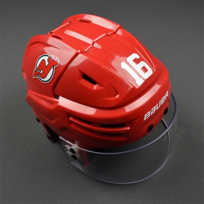 Jacob Josefson - New Jersey Devils - Game-Worn Retro Helmet - 2016-17 NHL Season