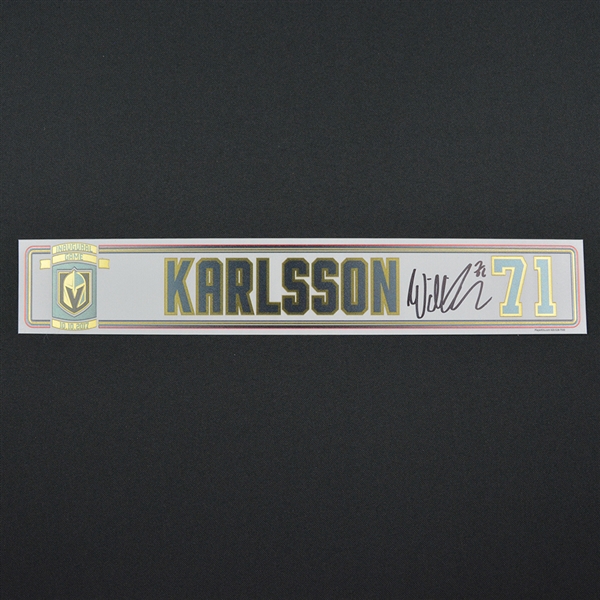 William Karlsson - Vegas Golden Knights - 2017-18 Inaugural Game at T-Mobile Arena - Autographed Locker Room Nameplate