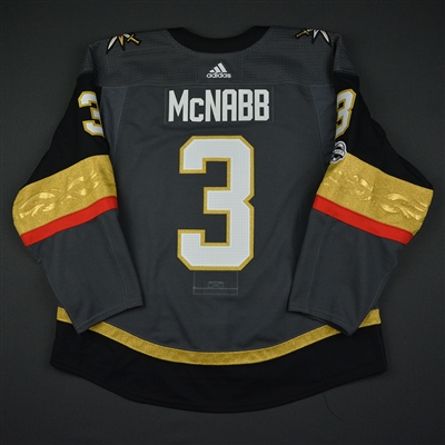 Brayden McNabb - Vegas Golden Knights - 2017-18 Inaugural Game at T-Mobile Arena - Game-Worn Jersey - 1st Period Only