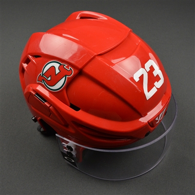 Stefan Noesen - New Jersey Devils - Game-Worn Retro Helmet - 2016-17 NHL Season