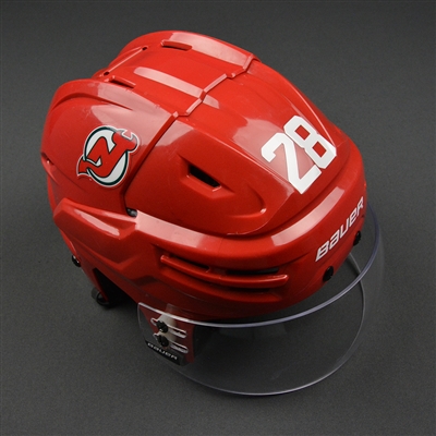 Damon Severson - New Jersey Devils - Game-Worn Retro Helmet - 2016-17 NHL Season