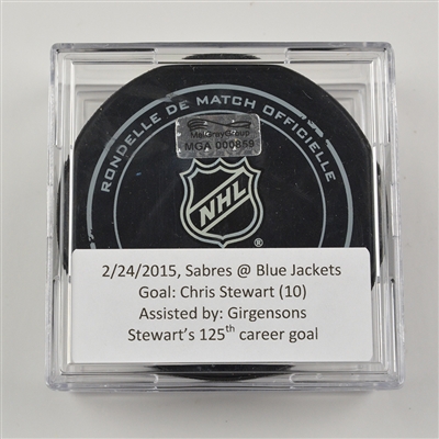 Chris Stewart - Buffalo Sabres  - Goal Puck - February 24, 2015 vs. Columbus Blue Jackets (Blue Jackets Logo)