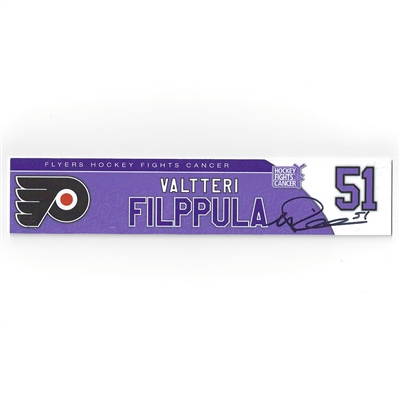 Valtteri Filppula - Philadelphia Flyers - 2017 Hockey Fights Cancer - Autographed Locker Room Nameplate