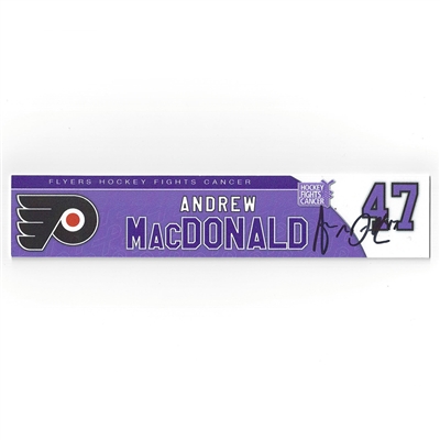 Andrew MacDonald - Philadelphia Flyers - 2017 Hockey Fights Cancer - Autographed Locker Room Nameplate