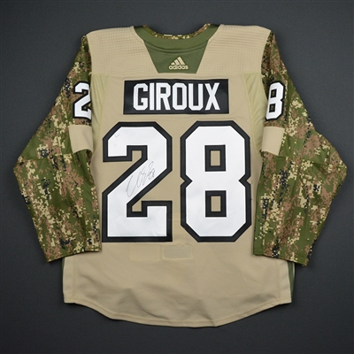 Claude Giroux - Philadelphia Flyers - 2017 Military Appreciation Night - Warmup-Worn Autographed Jersey w/C