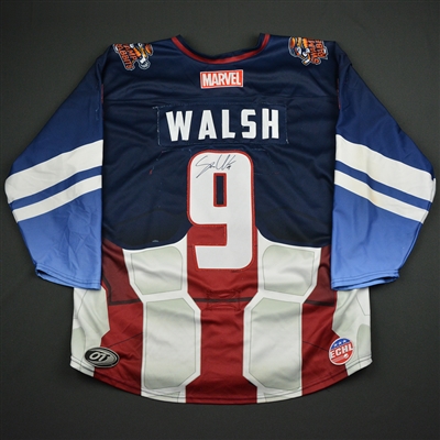 Shane Walsh - Greenville Swamp Rabbits - 2017-18 MARVEL Super Hero Night - Game-Worn Autographed Jersey