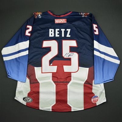 Nick Betz - Greenville Swamp Rabbits - 2017-18 MARVEL Super Hero Night - Game-Issued Autographed Jersey