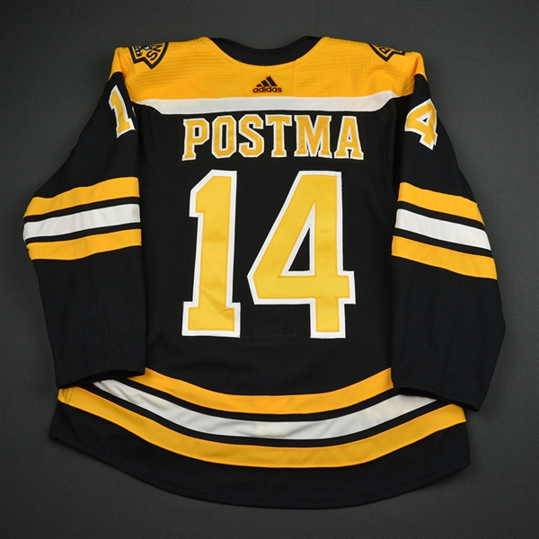 Paul Postma - Boston Bruins - 2018 Willie ORee 60th Anny. Patch Game-Issued Jersey 
