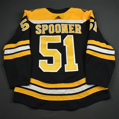 Ryan Spooner - Boston Bruins - 2018 Willie ORee 60th Anny. Patch Game-Worn Jersey 