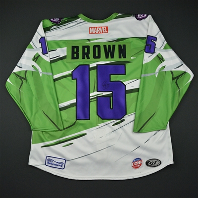 Tyler Brown - Reading Royals - 2017-18 MARVEL Super Hero Night - Game-Worn Autographed Jersey