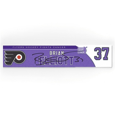 Brian Elliott - Philadelphia Flyers - 2017 Hockey Fights Cancer - Autographed Locker Room Nameplate