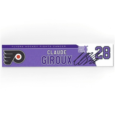 Claude Giroux - Philadelphia Flyers - 2017 Hockey Fights Cancer - Autographed Locker Room Nameplate