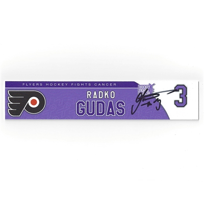 Radko Gudas - Philadelphia Flyers - 2017 Hockey Fights Cancer - Autographed Locker Room Nameplate