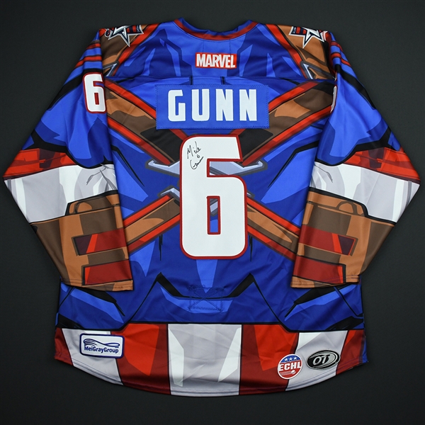 Mike Gunn - Allen Americans - 2017-18 MARVEL Super Hero Night - Game-Issued Autographed Jersey