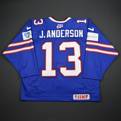 Joey Anderson - 2018 U.S. IIHF World Junior Championship - Game-Worn Buffalo Bills-themed Jersey w/C