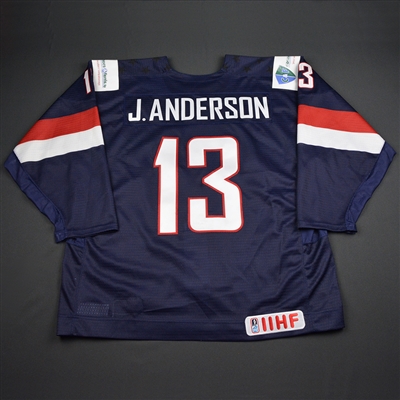 Joey Anderson - 2018 U.S. IIHF World Junior Championship - Game-Worn Blue Jersey w/C