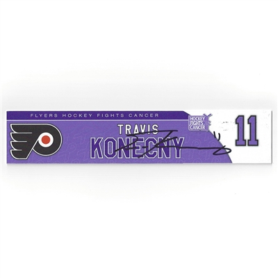 Travis Konecny - Philadelphia Flyers - 2017 Hockey Fights Cancer - Autographed Locker Room Nameplate