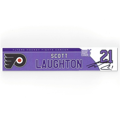 Scott Laughton - Philadelphia Flyers - 2017 Hockey Fights Cancer - Autographed Locker Room Nameplate