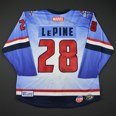Guillaume Lepine - Wichita Thunder - 2017-18 MARVEL Super Hero Night - Game-Worn Autographed Jersey w/A