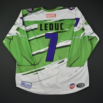 Loic Leduc - Reading Royals - 2017-18 MARVEL Super Hero Night - Game-Worn Autographed Jersey