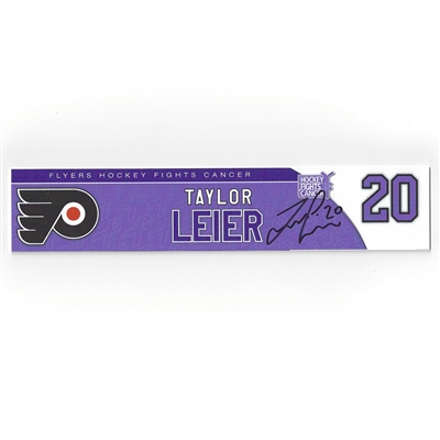 Taylor Leier - Philadelphia Flyers - 2017 Hockey Fights Cancer - Autographed Locker Room Nameplate