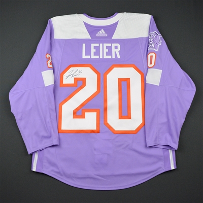 Taylor Leier - Philadelphia Flyers - 2017 Hockey Fights Cancer - Warmup-Issued Autographed Jersey