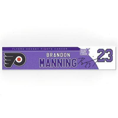 Brandon Manning - Philadelphia Flyers - 2017 Hockey Fights Cancer - Autographed Locker Room Nameplate