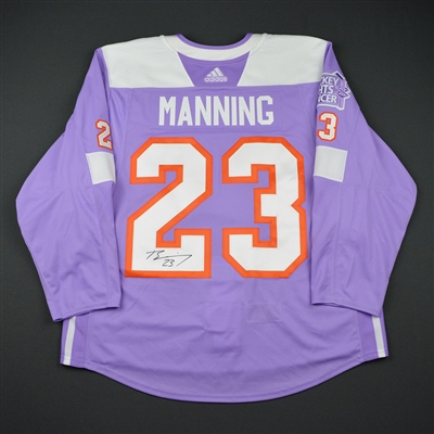 Brandon Manning - Philadelphia Flyers - 2017 Hockey Fights Cancer - Warmup-Worn Autographed Jersey