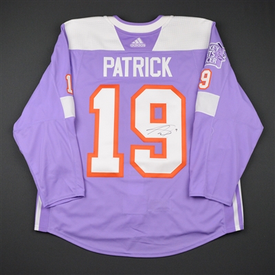 Nolan Patrick - Philadelphia Flyers - 2017 Hockey Fights Cancer - Warmup-Worn Autographed Jersey