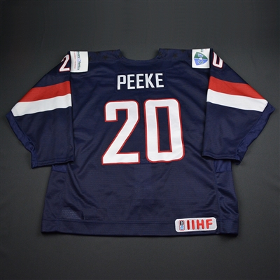 Andrew Peeke - 2018 U.S. IIHF World Junior Championship - Game-Worn Blue Jersey